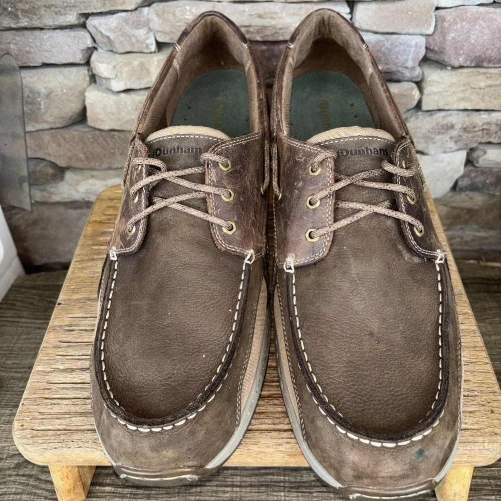 Dunham Refurbished Men's Captain 3 Eyed Boat Shoe Dark  Brown /Tan Size 18